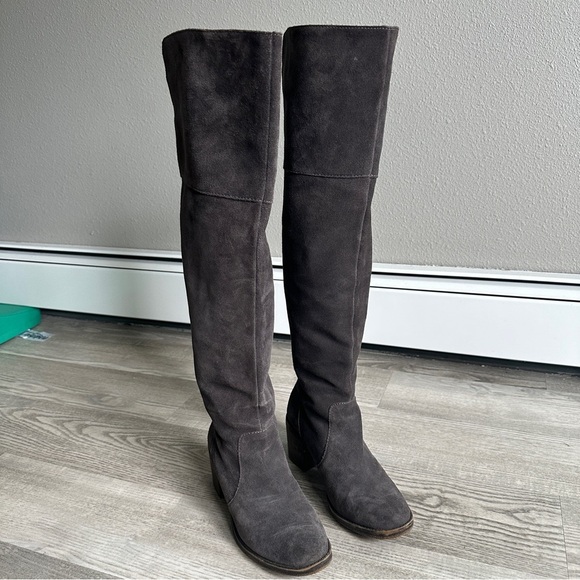 Lucky Brand Gray Suede Over the Knee Boots 8 - Picture 2 of 13